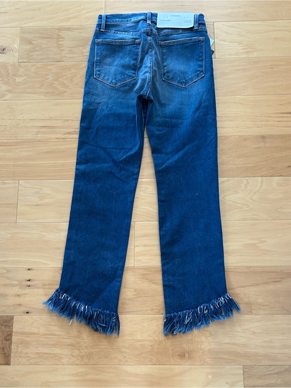 Frame Denim Dark Blue Straight-Leg Jeans with Frayed Hem Size 28 NWT - Picture 3 of 7